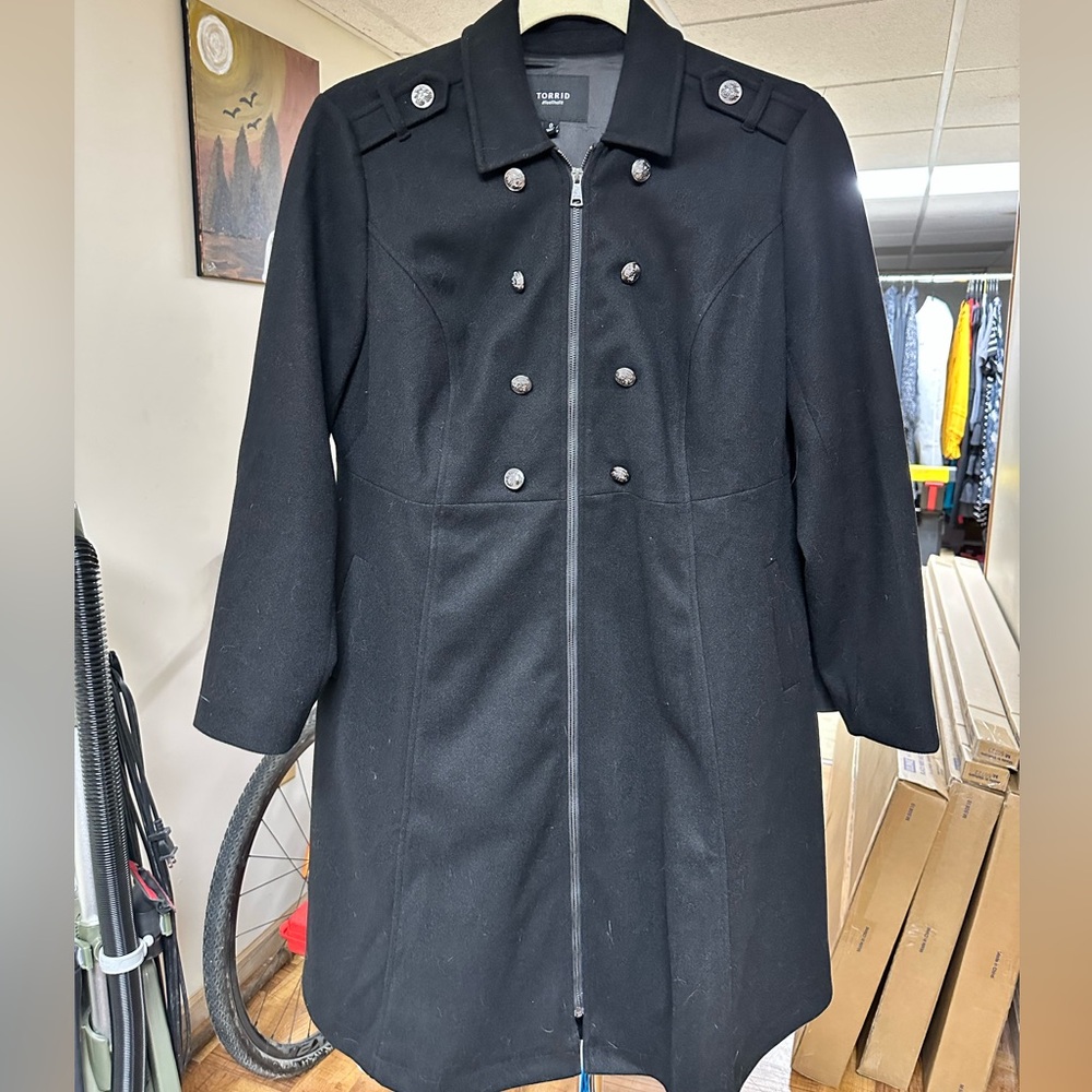 Torrid Black Double-Breasted Trench Coat